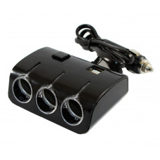 Автомобильный разветвитель Olesson на 3 гнезда + 2 х USB, с кабелем (1506)