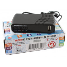 TV-тюнер внешний автономный World Vision T62D2, Black, DVB-T/T2/C, HDMI, 2xUSB, пульт ДУ