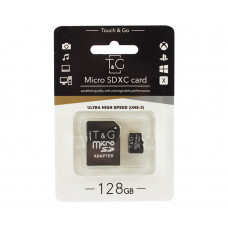 Карта памяти microSDHC, 128Gb, Class10 UHS-3, T&G, SD адаптер (TG-128GBSD10U3-01)