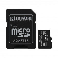 Карта памяти microSDHC, 16Gb, Class10 UHS-1 А1, Kingston Canvas Select Plus R-100MB/s, SD адаптер (SDCS2/16GB)