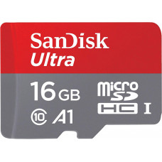 Карта памяти microSDHC, 16Gb, Class10 UHS-I A1 C10, SanDisk Ultra, без адаптера (SDSQUAR-016G-GN6MN)